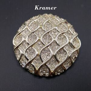 Vintage Kramer Rhinestone Brooch, Figure 8 Design, Missing Stones, Repair Pin